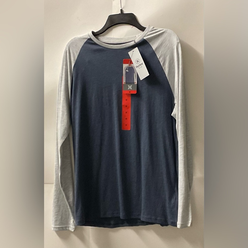Hurley Men's Navy and Light Gray Long Sleeve Shirt